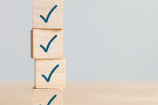 Building blocks with checkmarks