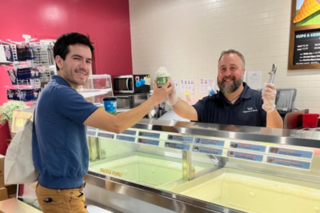 YCE staff serving Ben and Jerry's ice cream