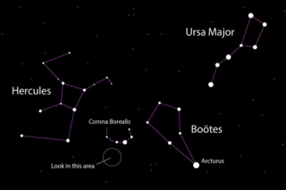 This illustration shows where to look for T Coronae Borealis, a binary system located nearly 3,000 light-years from Earth, in the night sky. 