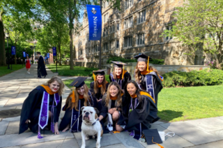 Class of 2022 graduates pictured with Handsome Dan