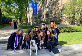 Class of 2022 graduates pictured with Handsome Dan